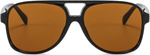 Black Frame Brown Lens Oversized Pilot Sunglasses