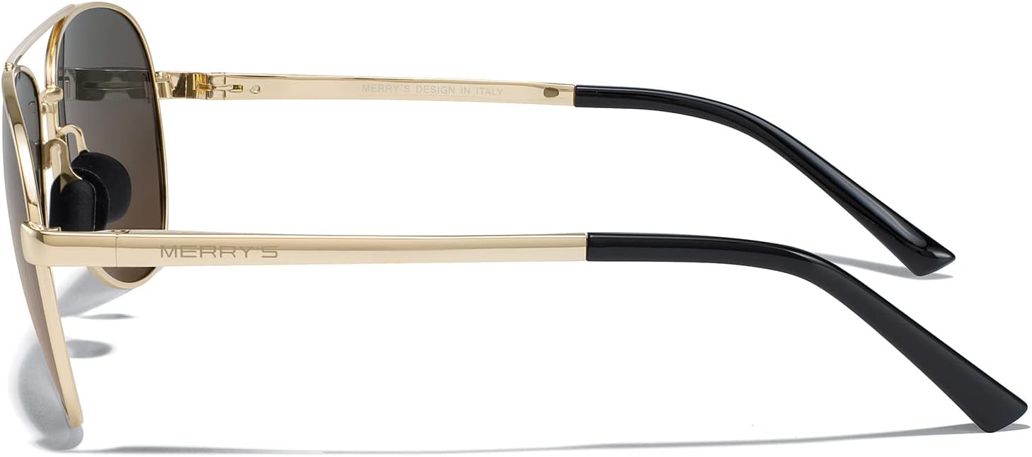 Gold Frame Aviator Sunglasses with Gradient Brown Lenses - Image 3