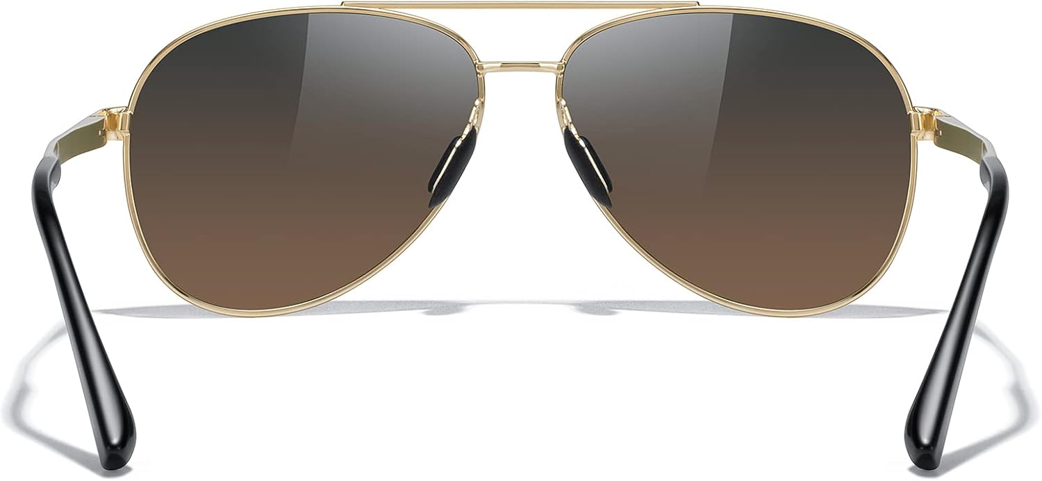 Gold Frame Aviator Sunglasses with Gradient Brown Lenses - Image 4