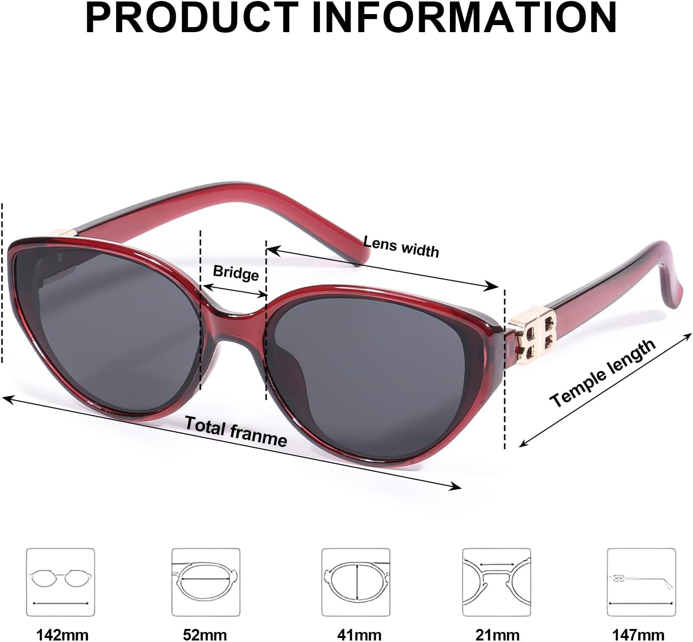 Red Oval Frame Fashion Sunglasses with Dark Lenses - Image 4