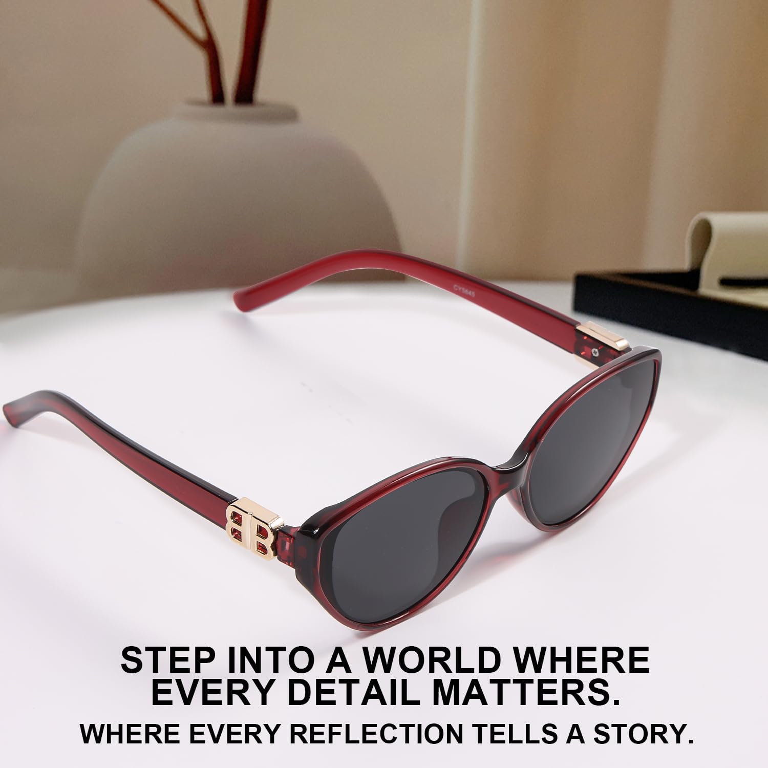 Red Oval Frame Fashion Sunglasses with Dark Lenses - Image 8